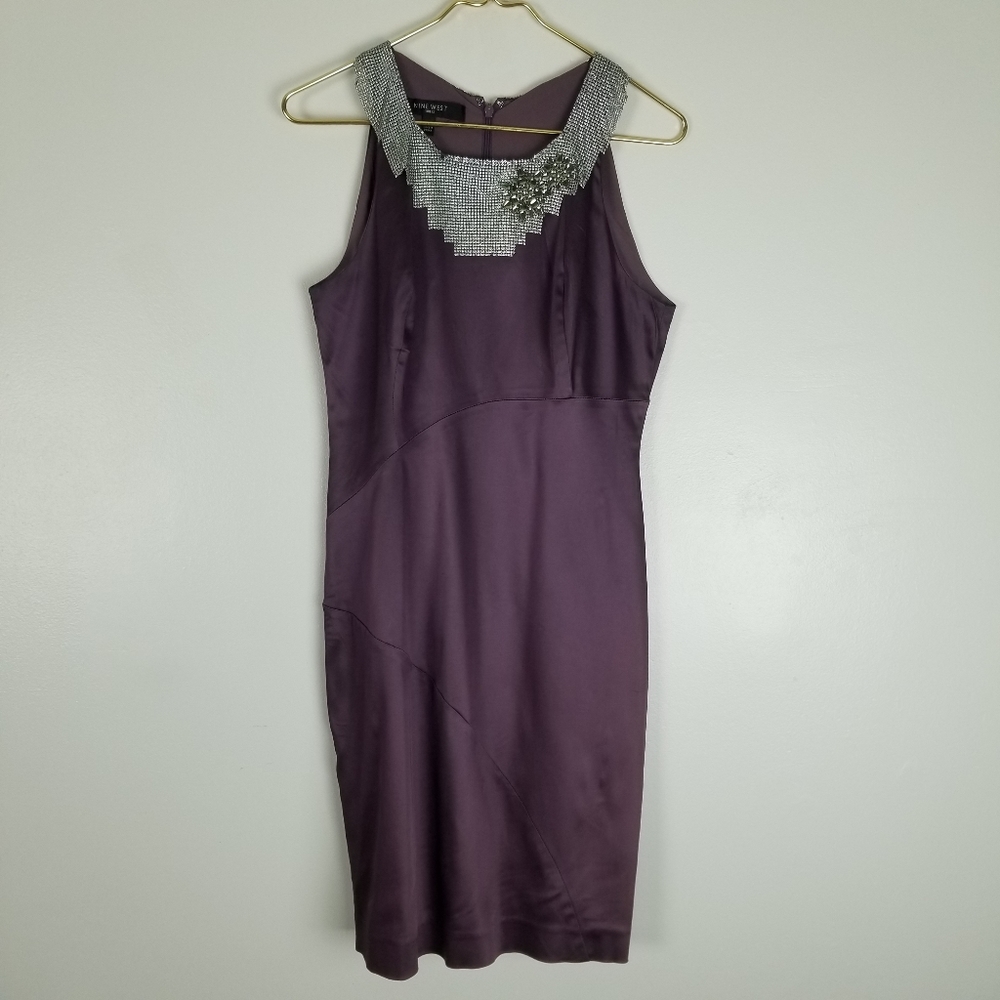 NINE WEST Satin Bodycon Sleeveless Dress Sz 10